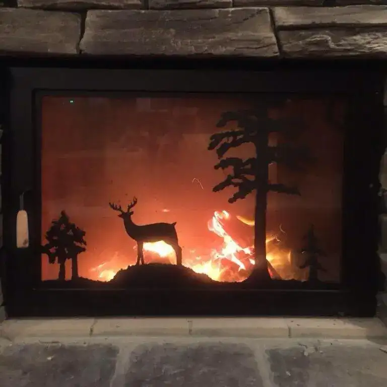 Deer fireplace screen