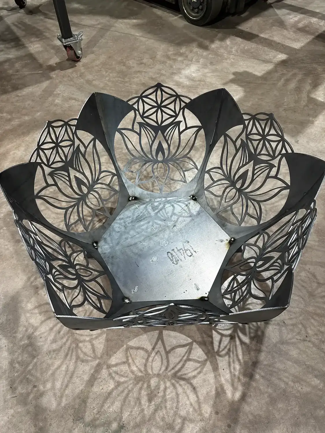 Geometric laser-cut fire bowl