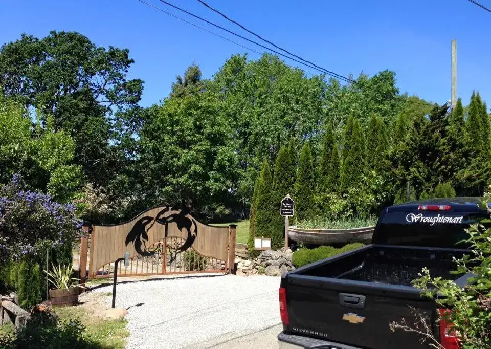 The orca gate seen from the road