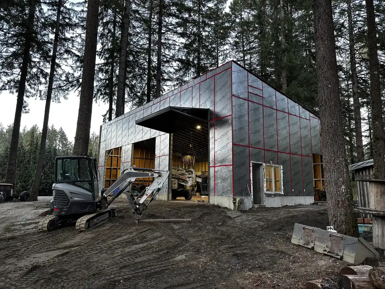 The Wroughtenart shop under construction among the trees