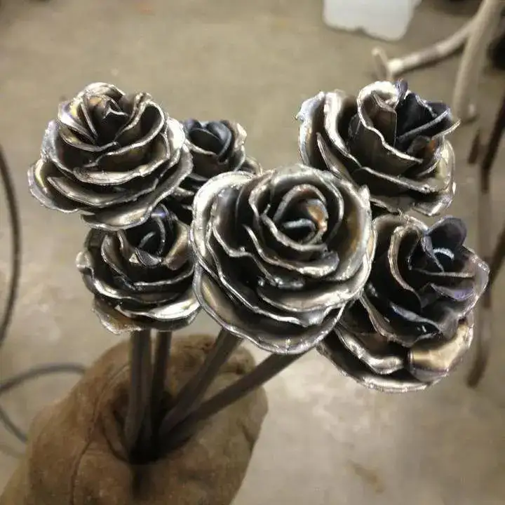 Hand-hammered steel roses