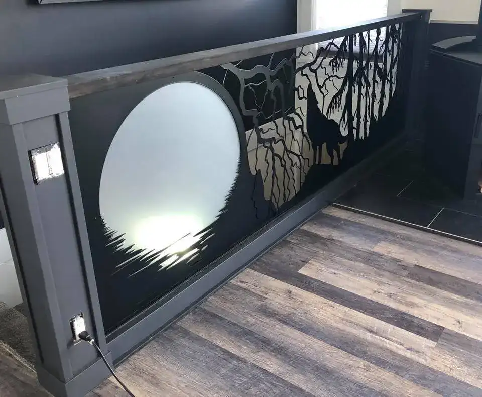 Wolf and moon railing